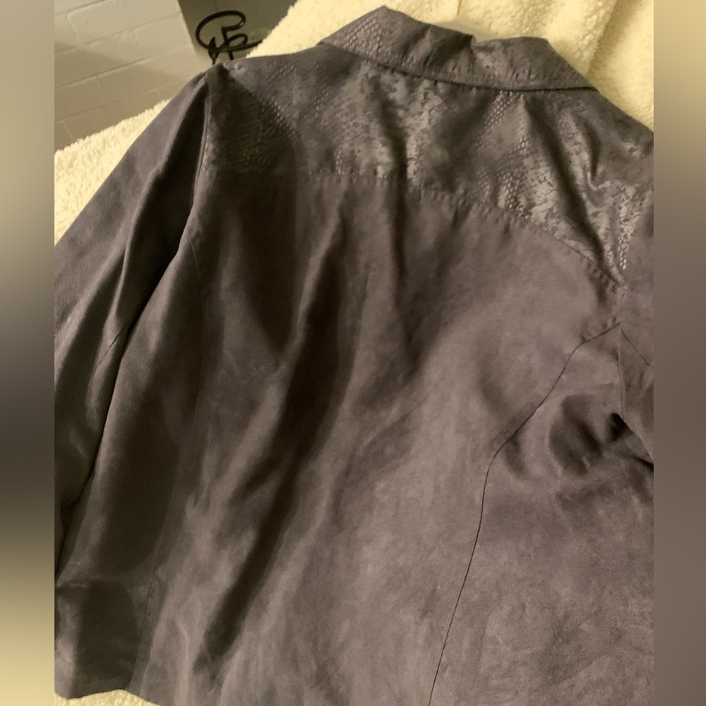 Studio Works Faux Suede Gray Zip Jacket Plus Size 18W - Picture 8 of 8